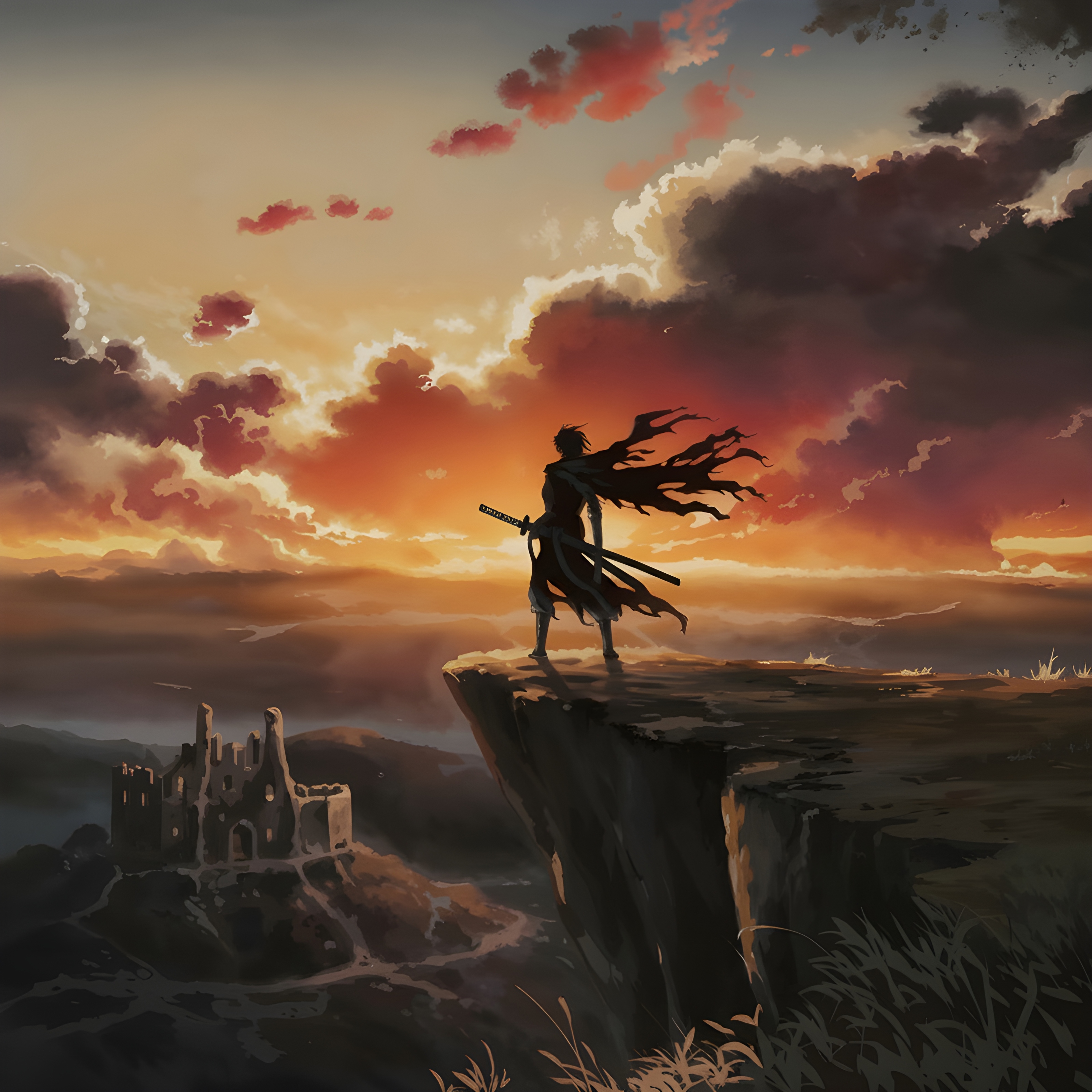 Sunset Warrior — Anime Wallpaper
